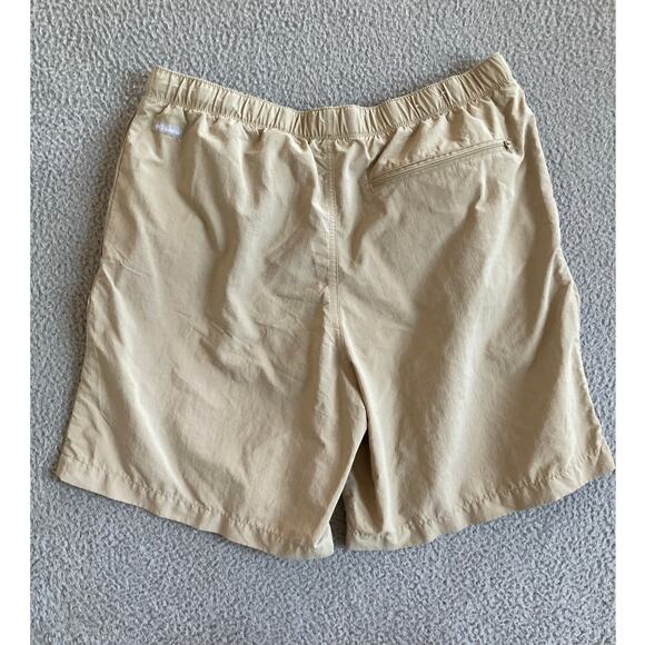Columbia Shorts Medium Adjustle Belt Stretch Relax Zip Pocket Beige Hike Outdoor - Picture 13 of 16